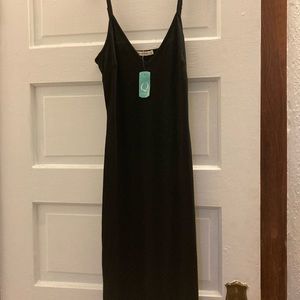 Women’s Black Floor Length Ribbed Dress